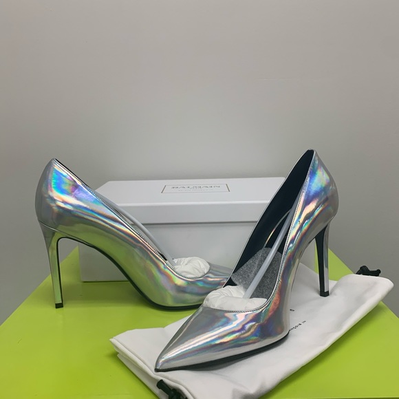 Balmain Shoes - Balmain Women's Blue Holographic Stiletto Pumps